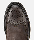 Erkek Süet Deri Gri Lastik Detaylı İşlemeli Chelsea Bot