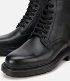 Erkek Deri Siyah  Fermuarlı Kalın Tabanlı Casual Bot