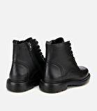 Erkek Deri Siyah  Fermuarlı Kalın Tabanlı Casual Bot