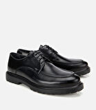 Erkek Açma Deri Siyah Dikiş Detaylı Günlük Ayakkabı