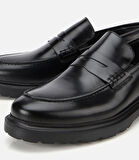 Erkek Açma Deri Siyah Klasik Loafer