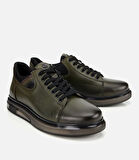 Erkek Deri Haki Yumuşak Dokulu Esnek Tabanlı Spor Ayakkabı
