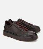 Erkek Deri Kahverengi Kalın Tabanlı Spor Ayakkabı