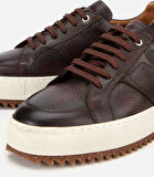 Erkek Deri Kahverengi Yumuşak Dokulu Kalın Tabanlı Spor Ayakkabı