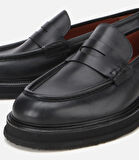 Erkek Deri Siyah Yumuşak Dokulu Kalın Tabanlı Klasik Loafer
