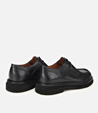 Erkek Deri Siyah Dikiş Burunlu Günlük Ayakkabı