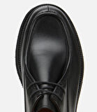 Erkek Deri Siyah Dikiş Burunlu Günlük Ayakkabı