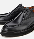 Erkek Deri Siyah Dikiş Burunlu Günlük Ayakkabı