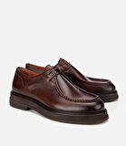 Erkek Deri Kahverengi Dikiş Burunlu Günlük Ayakkabı