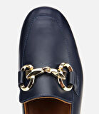 Kadın Deri Lacivert Tokalı Klasik Loafer