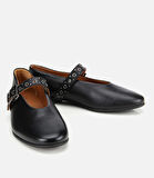 Kadın Deri Siyah Mary Jane Kemerli Babet