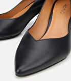 Kadın Deri Siyah Kalın Topuklu Ayakkabı