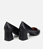 Kadın Deri Siyah Kalın Topuklu Ayakkabı