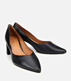 Kadın Deri Siyah Kalın Topuklu Ayakkabı