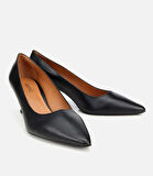 Kadın Deri Siyah Esnek Tabanlı Stiletto