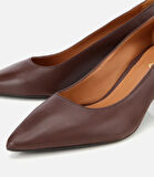 Kadın Deri Kahverengi Esnek Tabanlı İnce Topuklu Stiletto