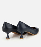 Kadın Deri Lacivert Esnek Tabanlı İnce Topuklu Stiletto