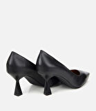 Kadın Deri Siyah Esnek Tabanlı Stiletto