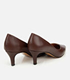 Kadın Deri Kahverengi İnce Topuklu Stiletto