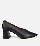 Kadın Deri Siyah Kalın Topuklu Ayakkabı