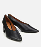 Kadın Deri Siyah Kalın Topuklu Ayakkabı