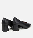 Kadın Deri Siyah Kalın Topuklu Ayakkabı