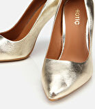 Kadın Deri Gold Yüksek Topuklu Stiletto