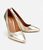 Kadın Deri Gold Yüksek Topuklu Stiletto