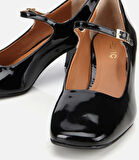 Kadın Rugan Deri Sİyah Mary Jane Kalın Topuklu Ayakkabı