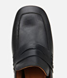 Kadın Deri Siyah Topuklu Loafer