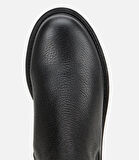 Kadın Deri Siyah Lastik Detaylı Düz Bot