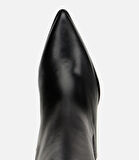 Kadın Deri Siyah Lastik Detaylı Topuklu Bot