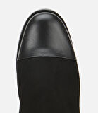 Kadın Süet Deri Siyah Gold Detaylı Bilekte Topuklu Bot