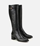 Kadın Deri Siyah Tokalı Topuklu Çizme