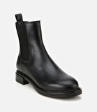 Kadın Deri Siyah Lastik Detaylı Düz Bot