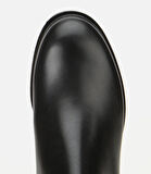 Kadın Deri Siyah Lastik Detaylı Düz Bot