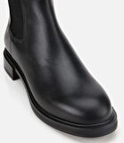 Kadın Deri Siyah Lastik Detaylı Düz Bot