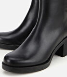 Kadın Deri Siyah Kalın Tabanlı Bilekte Topuklu Bot