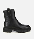 Kadın Deri Siyah Yumuşak Dokulu Bilekte Düz Bot