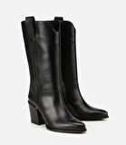 Kadın Deri Siyah Metal Detaylı Topuklu Çizme