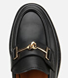 Kadın Deri Siyah Tokalı Klasik Loafer
