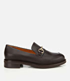 Kadın Deri Kahverengi Tokalı Klasik Loafer