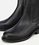 Kadın Deri Siyah Lastik Detaylı Bilekte Düz Bot