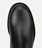 Kadın Deri Siyah Lastik Detaylı Bilekte Düz Bot
