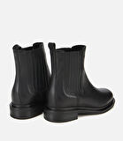 Kadın Deri Siyah Lastik Detaylı Bilekte Düz Bot