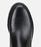 Kadın Deri Siyah Lastik Detaylı Bilekte Düz Bot