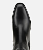 Kadın Deri Siyah Lastik Detaylı Düz Bot
