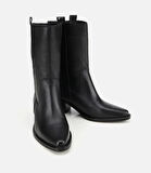 Kadın Deri Siyah Western Topuklu Bot