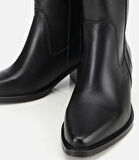 Kadın Deri Siyah Western Topuklu Bot