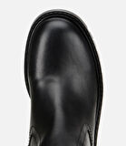 Kadın Deri Siyah Streç  Bilekte Düz Bot